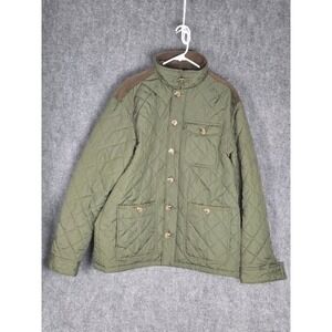 Old Navy Quilted Barn Jacket Olive Green‎ Mens XL Tall Corduroy Collar Button Up